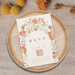 Boho-Rustikale Herbst-Blumen-Menüoptionen RSVP Karte