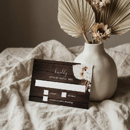 Boho Rustikale neutrale Blume Hochzeit-RSVP-Karte RSVP Karte