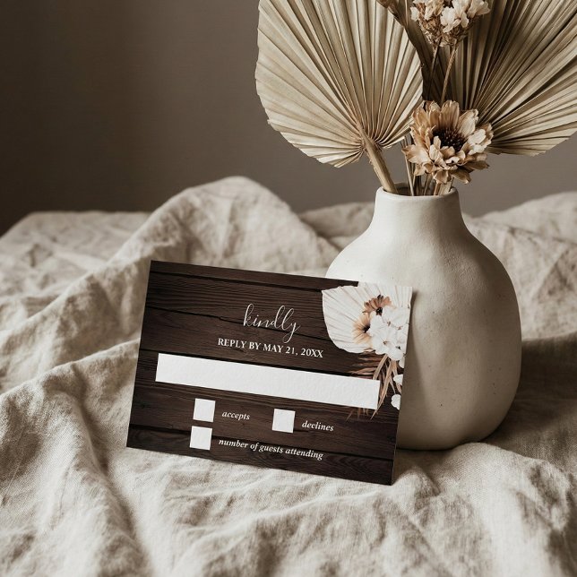Boho Rustikale neutrale Blume Hochzeit-RSVP-Karte RSVP Karte (Von Creator hochgeladen)