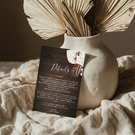 Boho Rustikale neutrale Blume Hochzeitsdetails Begleitkarte