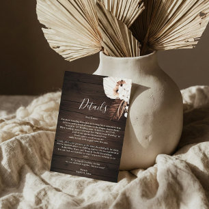 Boho Rustikale neutrale Blume Hochzeitsdetails Begleitkarte