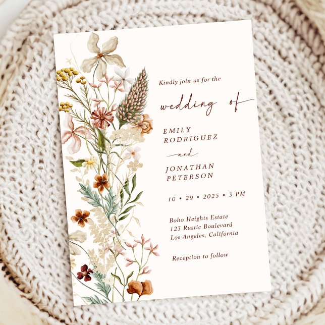 Boho Rustikale neutrale Blumenhochzeit Einladung (Von Creator hochgeladen)