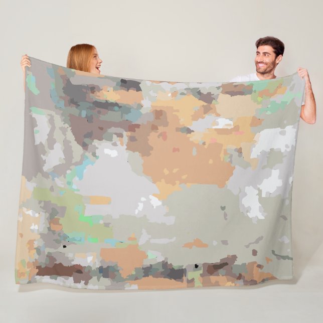 Boho rustikale Retroorange,taupe,braun,aquamarin a Fleecedecke (Beispiel)