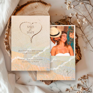 Boho-Rustikale Strand-Hochzeit im Urlaubsort  Save The Date