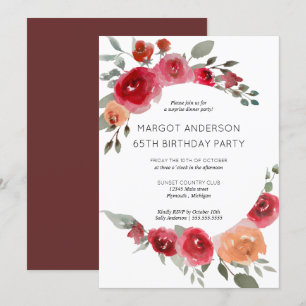 Boho-rustikale Wasserfarben-Blumenparty-Einladung Einladung