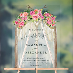 Boho Rustikaler Tor Rosen Western Hochzeit Willkom Acrylschild