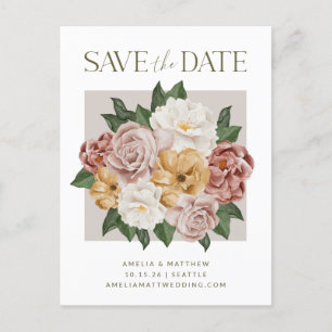 Boho-Rustikales Blumenbouquet Elegantes Save-the-D Postkarte