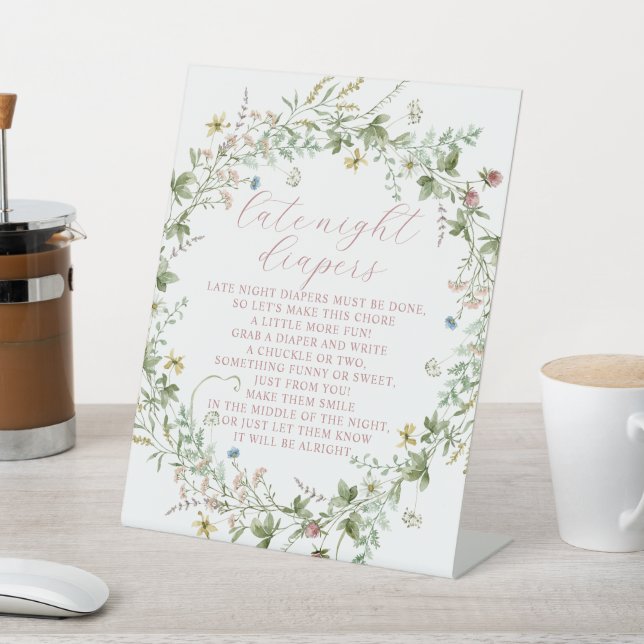 Boho Rustische Wildblumen Spätnächtliche Windeln s Sockelschild (In SItu)