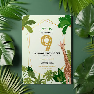 Boho Safari Animal Giraffe Geometric Birthday Einladung