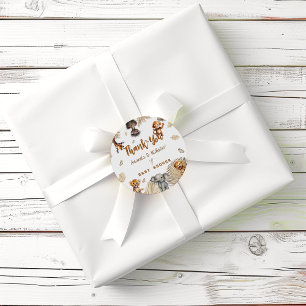 Boho Safari Animals Baby Dusche Vielen Dank Runder Aufkleber