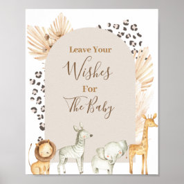 Boho Safari Animals Baby Dusche Wünsche für Baby Poster