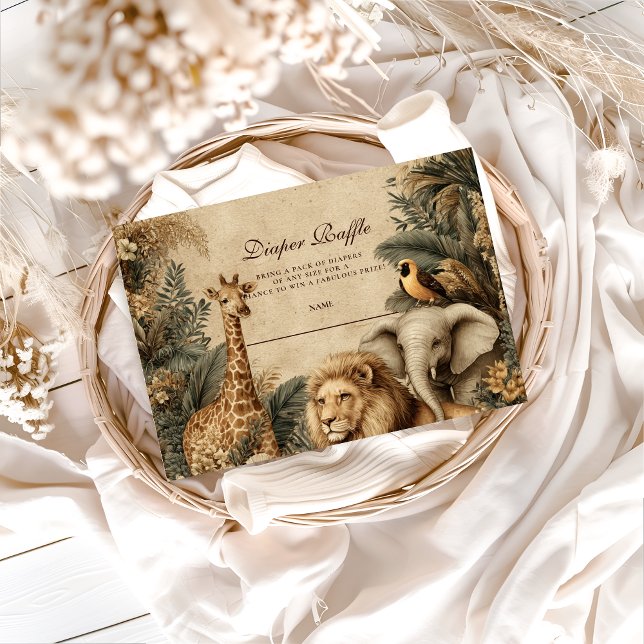 Boho Safari Animals Baby Shower Diapper Raffle Begleitkarte (Von Creator hochgeladen)