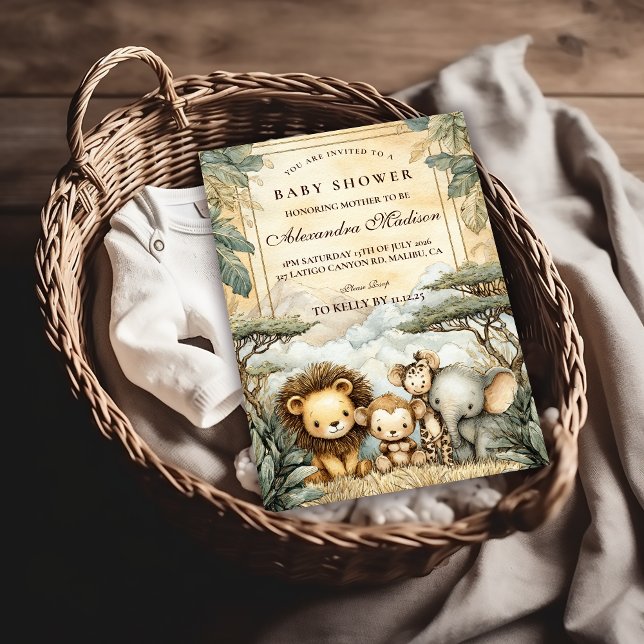 Boho Safari Animals Baby Shower Einladung (Von Creator hochgeladen)