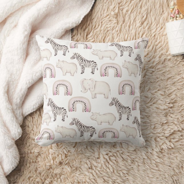 Boho Safari Animals Pastel Baby Shower Throw Kissen (Decke)