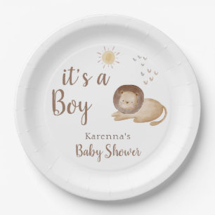 Boho-Safari-Aquarell „It's A Boy“-Baby-Party Pappteller