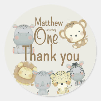 Boho Safari Birthday Round Sticker