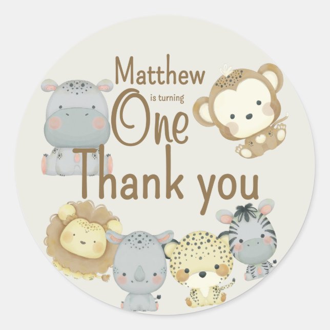 Boho Safari Birthday Round Sticker (Vorderseite)