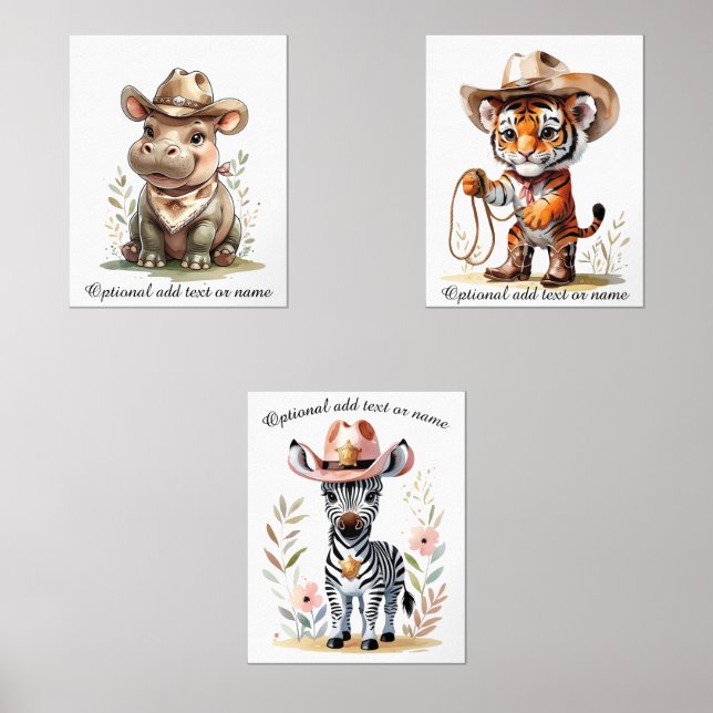 Boho Safari Cowboy Kinderzimmer Personalisiert Kid Bilderwand Sets (Vorderseite)