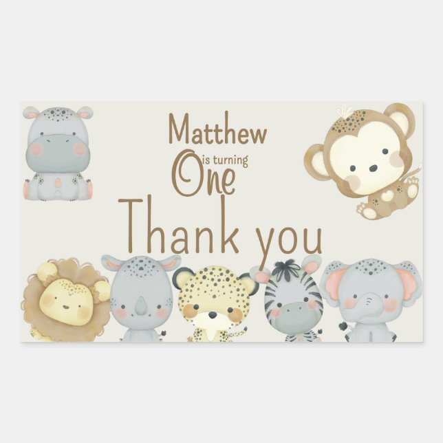 Boho Safari Geburtstagsticker Rechteckiger Aufkleber (Vorderseite)