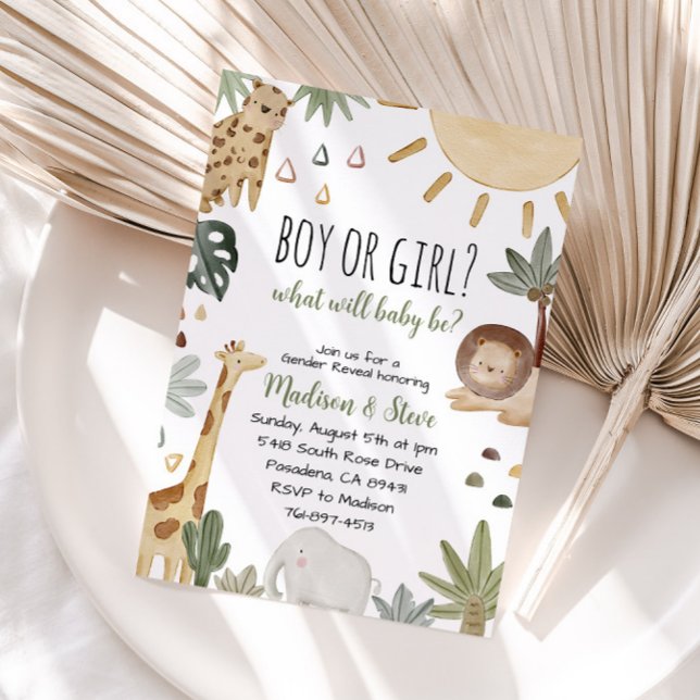 Boho Safari Gender Reveal Party Einladung (Von Creator hochgeladen)