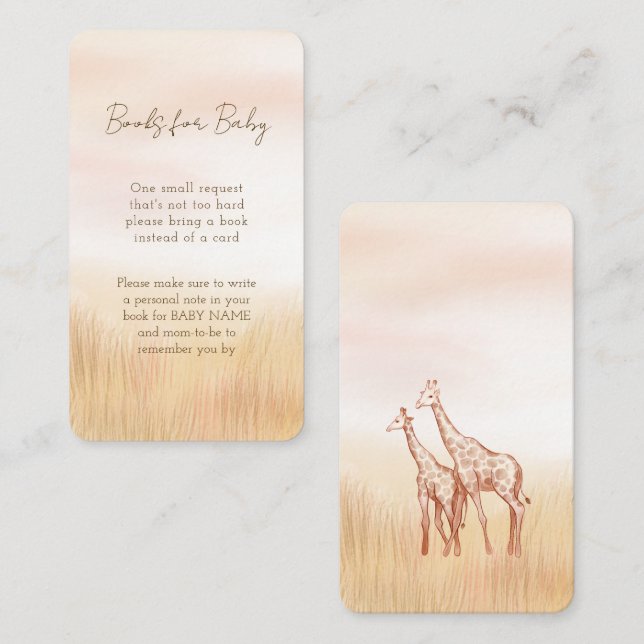 Boho Safari Giraffe Babydusche Buchanfrage Begleitkarte (Vorne/Hinten)