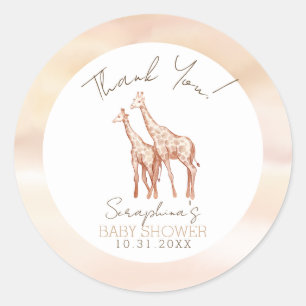 Boho Safari Giraffe Babydusche Runder Aufkleber
