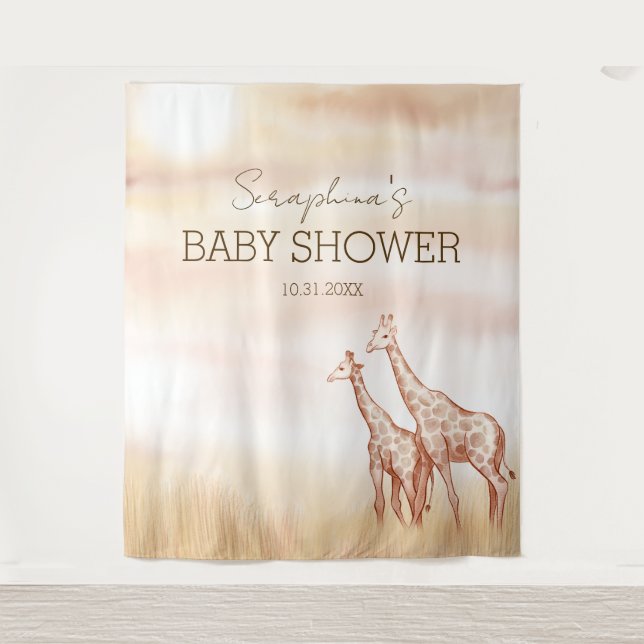 Boho Safari Giraffe Babydusche Wandteppich (Vorderseite)