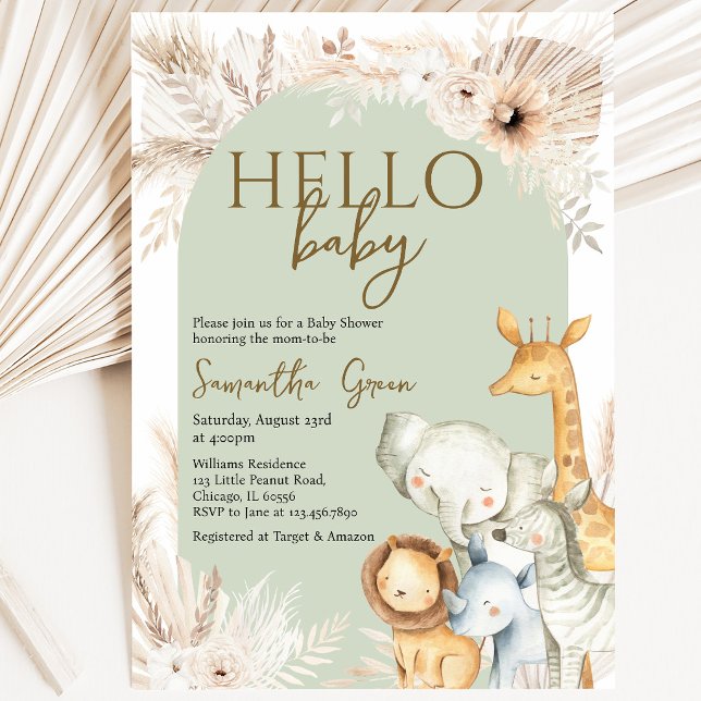 Boho Safari Hello Baby Dusche Einladung (Von Creator hochgeladen)
