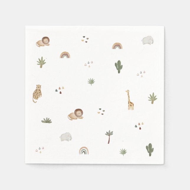 Boho Safari Jungle Animals Napkins Serviette (Vorderseite)