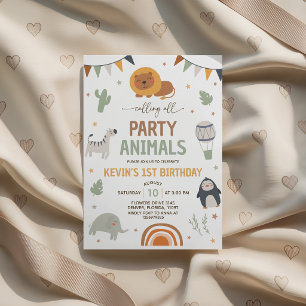 Boho-Safari-Party-Tiere-Geburtstagseinladung Einladung