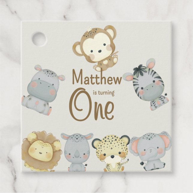 Boho Safari Square Gevor Tag Geschenkanhänger (Vorderseite)