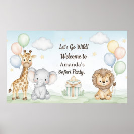 Boho-Safari-Tiere 1. Geburtstag Papierposter Poster
