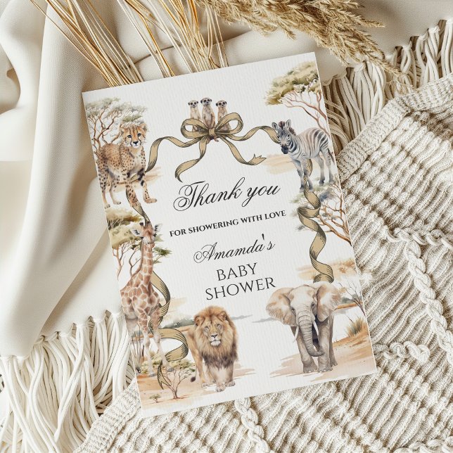 Boho-Safari-Tiere geschlechtsneutrale Babyparty Dankeskarte (Von Creator hochgeladen)