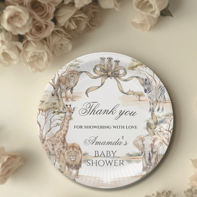 Boho-Safari-Tiere geschlechtsneutrale Babyparty Pappteller (Von Creator hochgeladen)