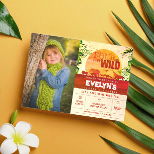 Boho Safari Tiere Vier Mal Wild Foto Geburtstag Einladung