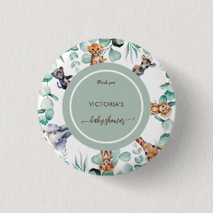 Boho-Safari-Tiermotive Grüne Baby-Party  Button