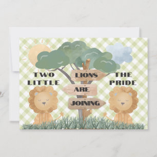 Boho Safari Twin Baby Lion Cubs Babydusche Einladung