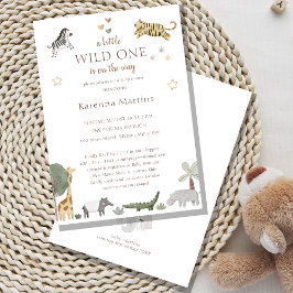 Boho Safari Watercolor Little Wild One Baby Dusche Einladung