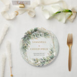 Boho sage eucalyptus verlasst Glitzer Hochzeit Pappteller<br><div class="desc">Die Hochzeitskollektion Boho Greenery Foliage Gold Geometric Frame ist eine raffinierte und elegante Option für Paare, die eine Touch von naturlich inspiriert Charme zu ihrem besonderen Tag hinzufügen möchten. Die Kombination aus üppiger Vegetation, zartem Blattwerk und schimmernden goldenen Akzenten schafft eine moderne und zeitlose Ästhetik, die perfekt für jedes Hochzeitsthema...</div>