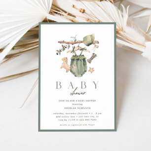 Boho-Sage-Girl's rustikale Vintage-Baby-Party Einladung