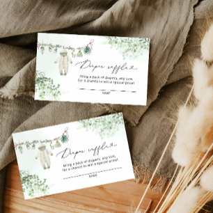 Boho Sage Green Baby Clothes Line Windeln Raffel Begleitkarte