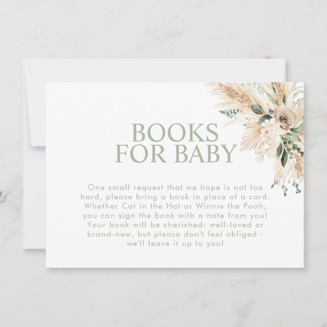 Boho Sage Green Baby Showbuchanfrage Mitteilungskarte (Vorderseite)