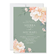 Boho Sage Green Blush Peach Cream Floral Wedding