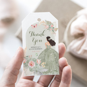 Boho Sage Green Blush Pink Quinceañera Vielen Dank Geschenkanhänger
