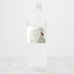 Boho Sage Green Blush Pink Royal Quinceañera Wasserflaschenetikett