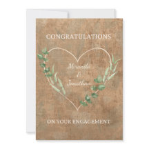 Boho Sage Green Botanical Heart Verlobung Card