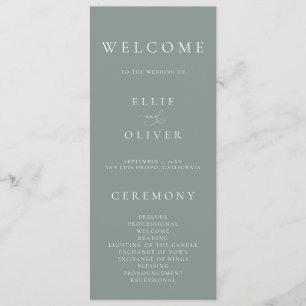 Boho Sage Green Elegante Minimalistische Hochzeit Programm