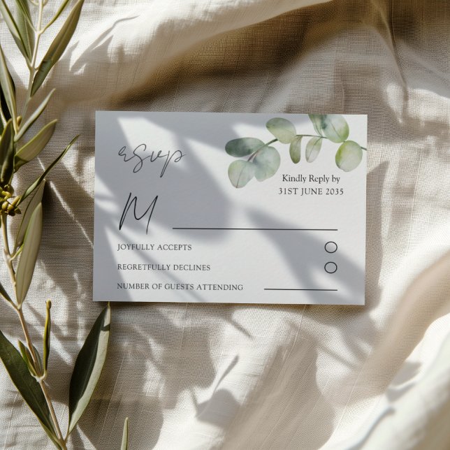 Boho Sage Green Eucalyptus Wedding RSVP (Von Creator hochgeladen)