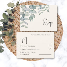 Boho Sage Green Eucalyptus Wedding RSVP Karte