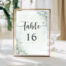 Boho Sage Green Eucalyptus Wedding Table Number Tischnummer